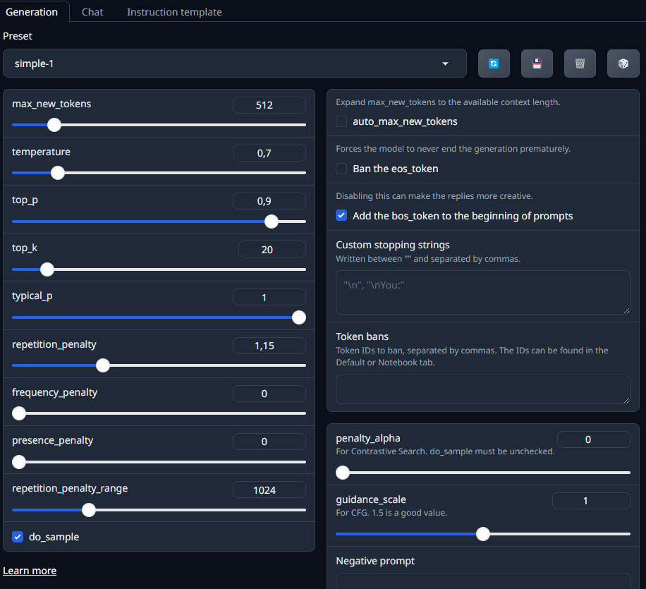 Preset ooba