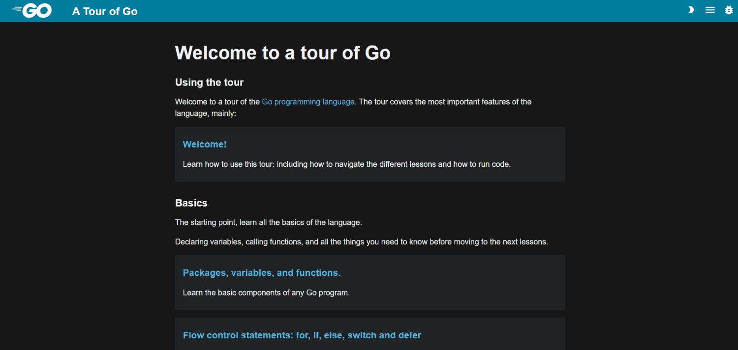 screenshot a tour of go